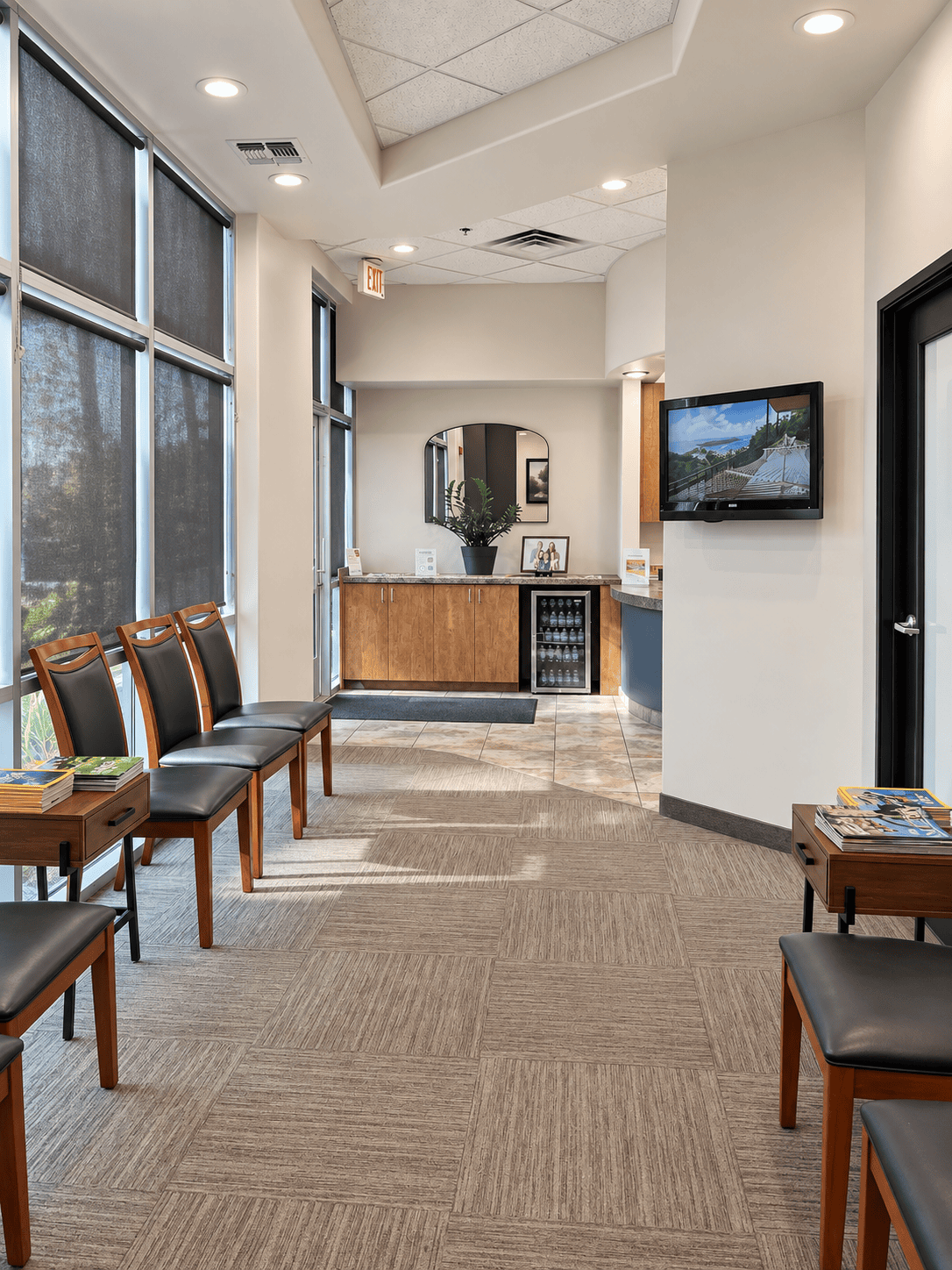 Bright and comfortable waiting room at Dawson Dental in Peoria, Arizona